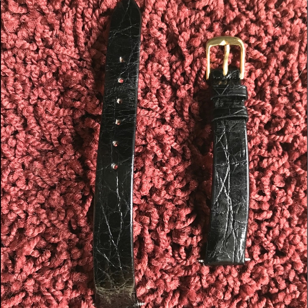 Black Genuine Crocodile Watchstrap with pins.